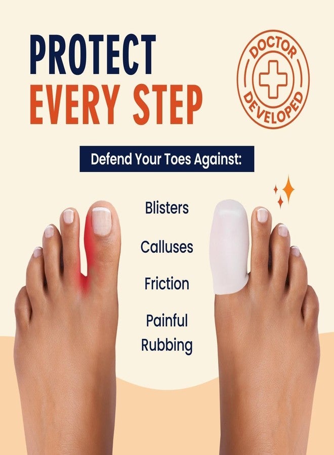 Dr. Frederick's Original Soft Gel Toe Protectors for Men & Women - 6 ct - Toe Caps for Foot Pain Relief - Sleeves for Ingrown Toenails, Corns, Calluses, and Blisters - Medium - White - Image 2